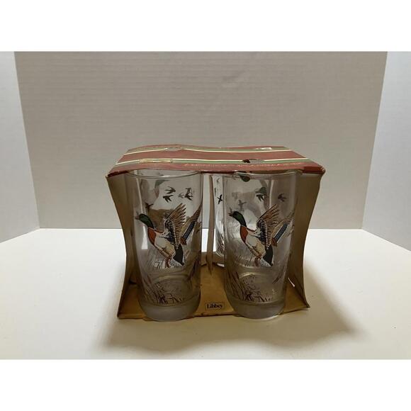 Set Of 4 Vintage Libbey Glass Tumbler Mallard Duck Highball  5.5” Excellent cond - Picture 5 of 9